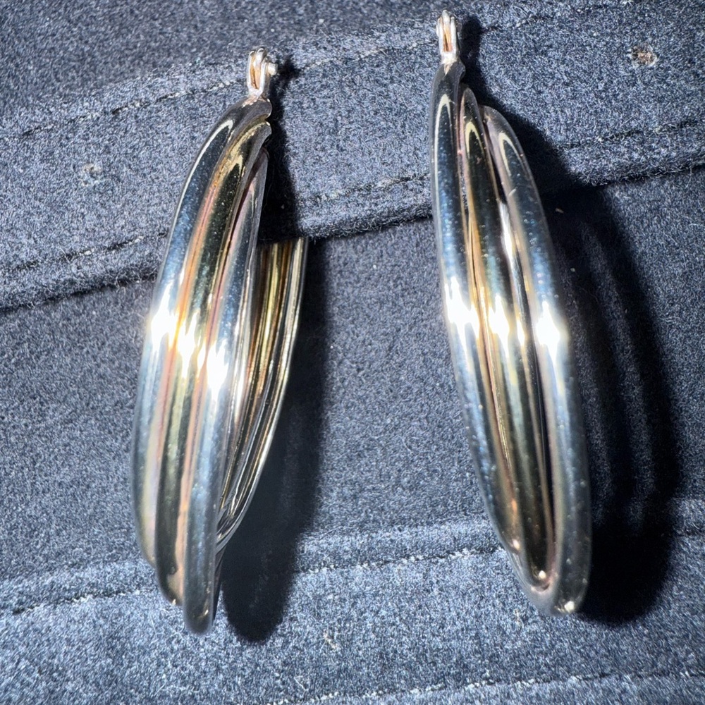 Sterling silver 925 Italy stamped oval hoop earrings